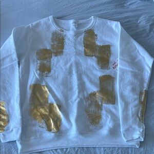 White Sweatshirt with Gold Accents